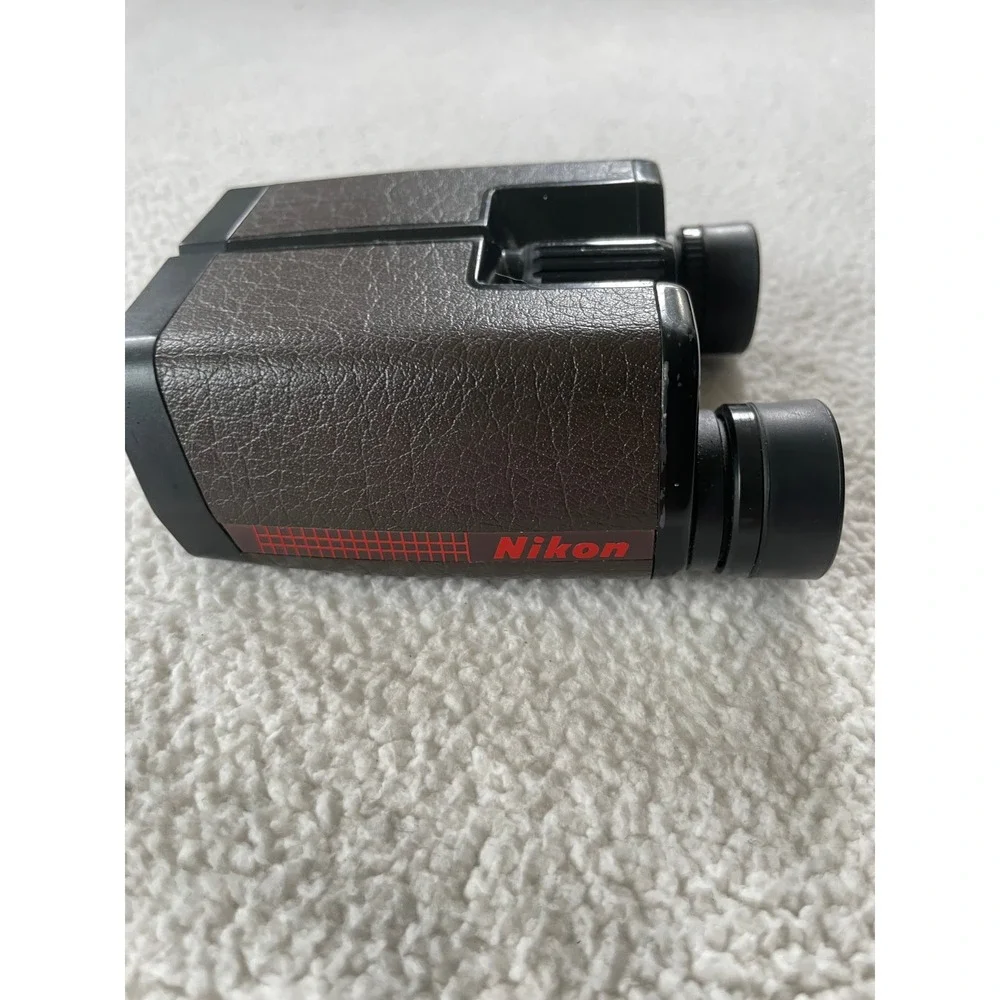 Nikon Compact Binoculars Brown‎ Vintage Textured Leatherette Rainbow Trim